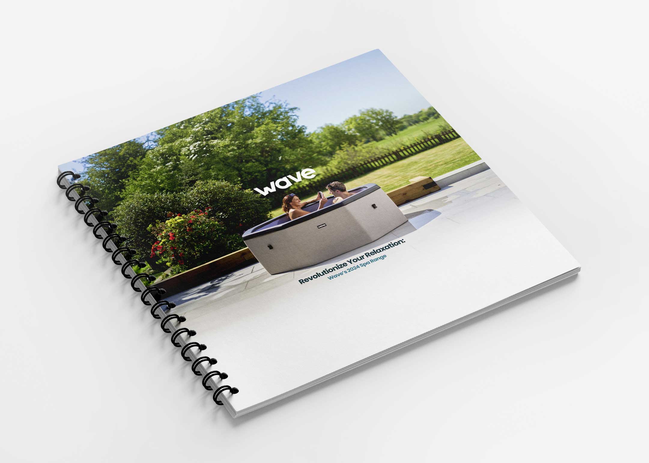 a Wave spas brochure showing hot tubs