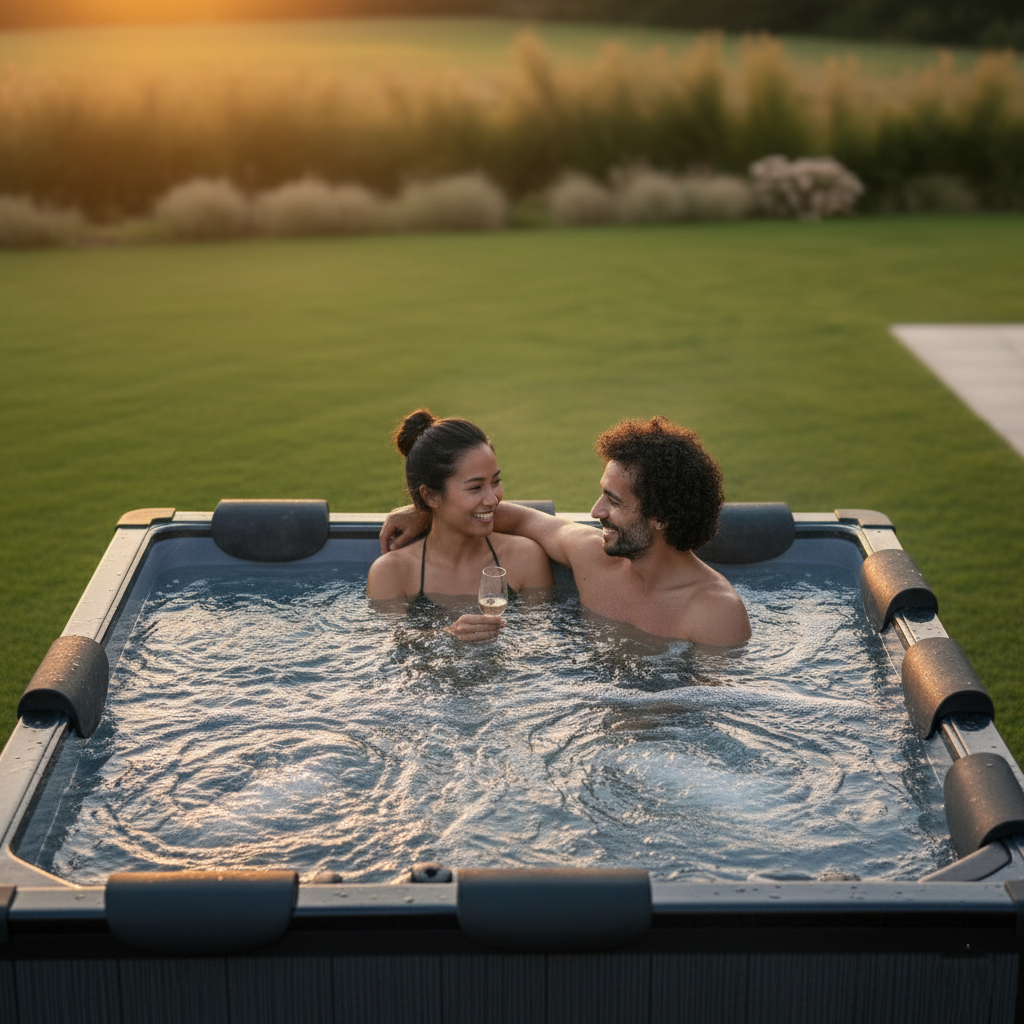Adriatic | 6 Person Square Aluminium Frame Hot Tub | Black Wood | UKCA