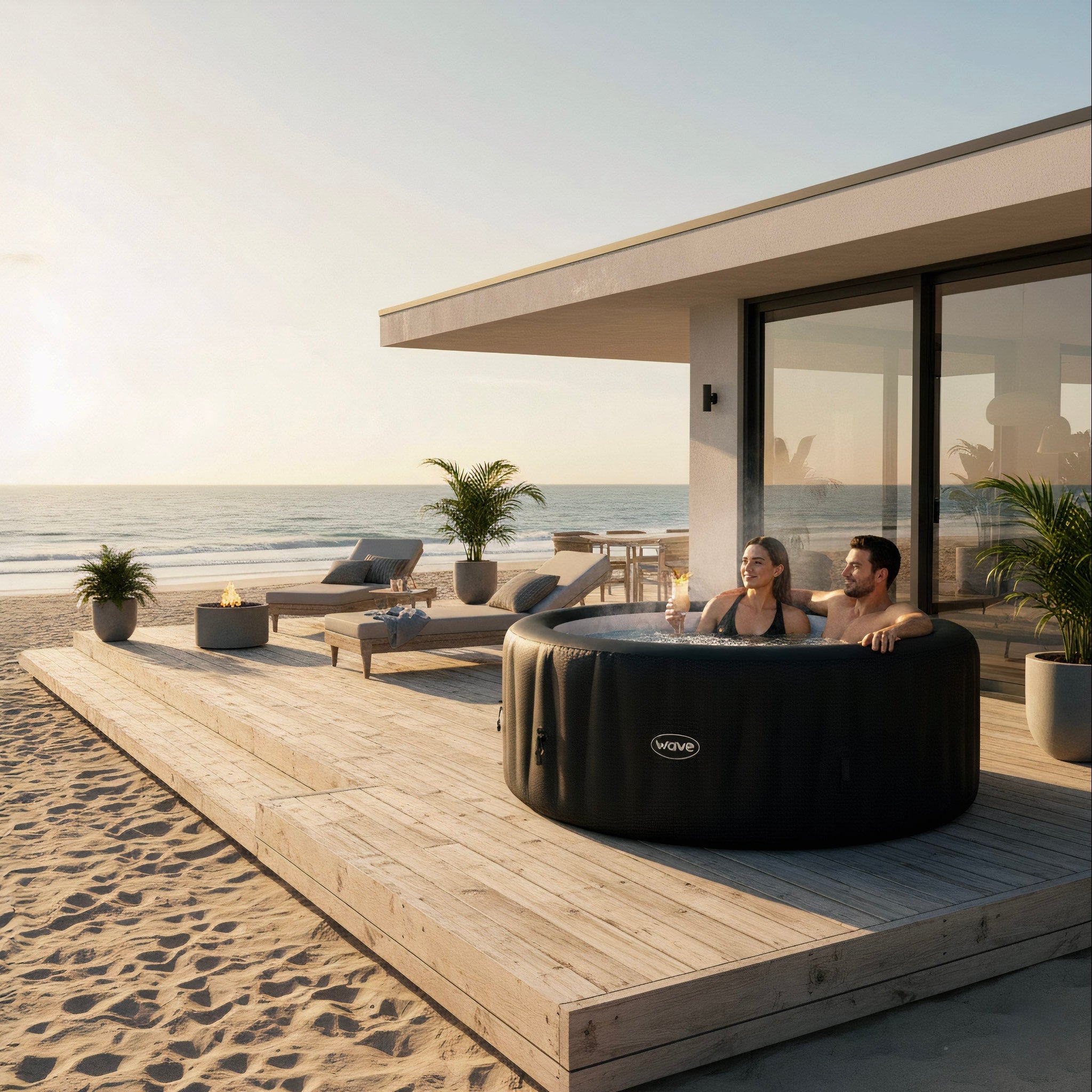Atlantic | 4/6-Person Inflatable Hot Tub | Integrated Heater | UKCA