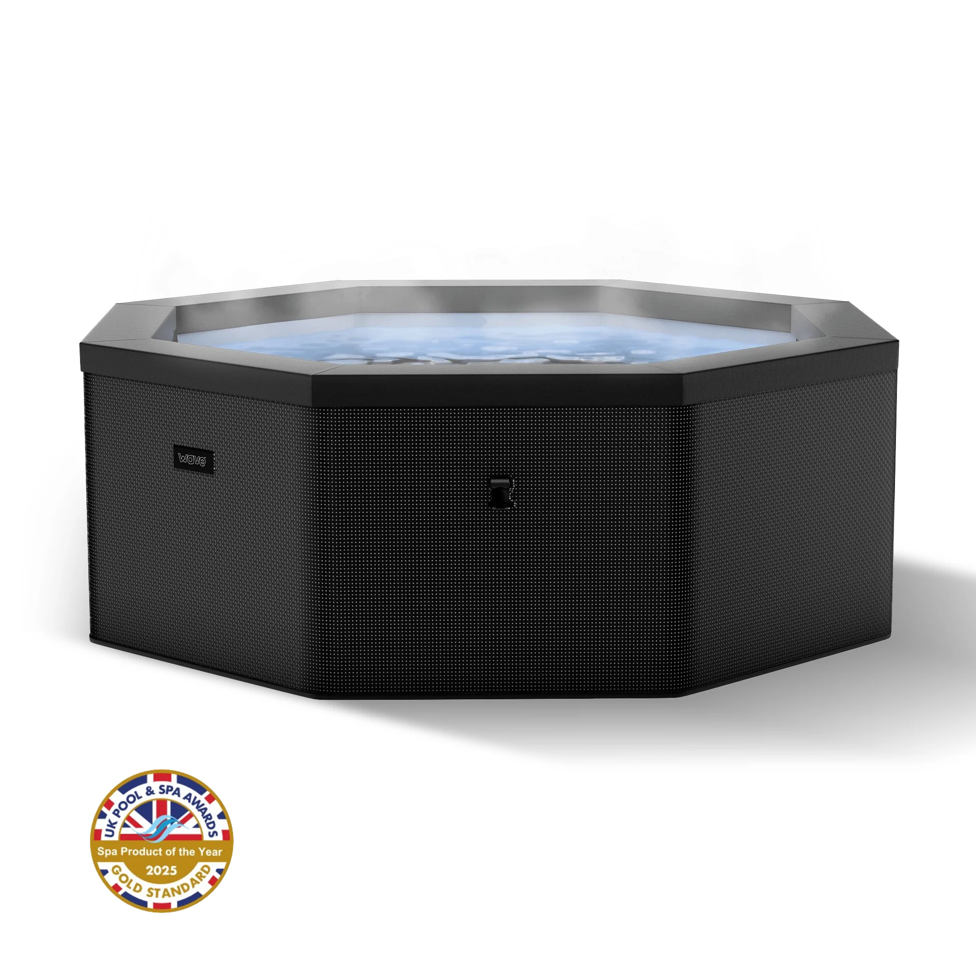 Wave Como foam hot tub in charcoal black on white background