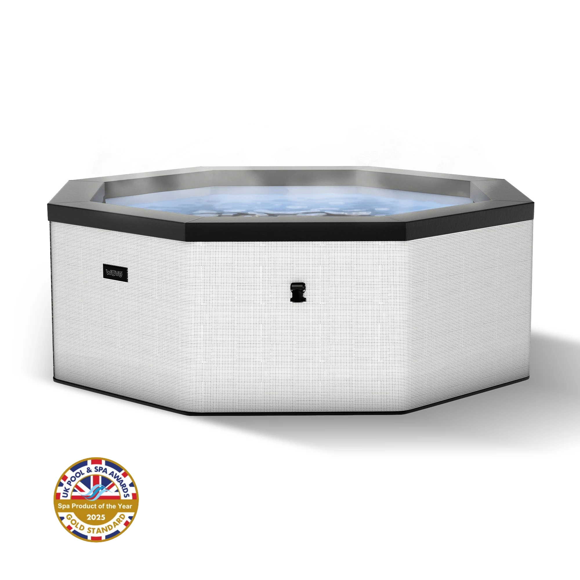 COM6PEBRATUK, Wave Como foam hot tub in pebble white on white background