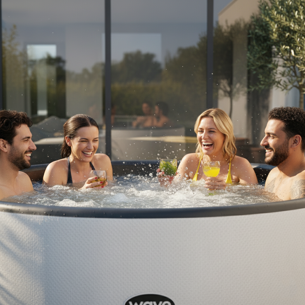 Ontario | 4/6 Person Round Drop Stitch Hot Tub | Herringbone