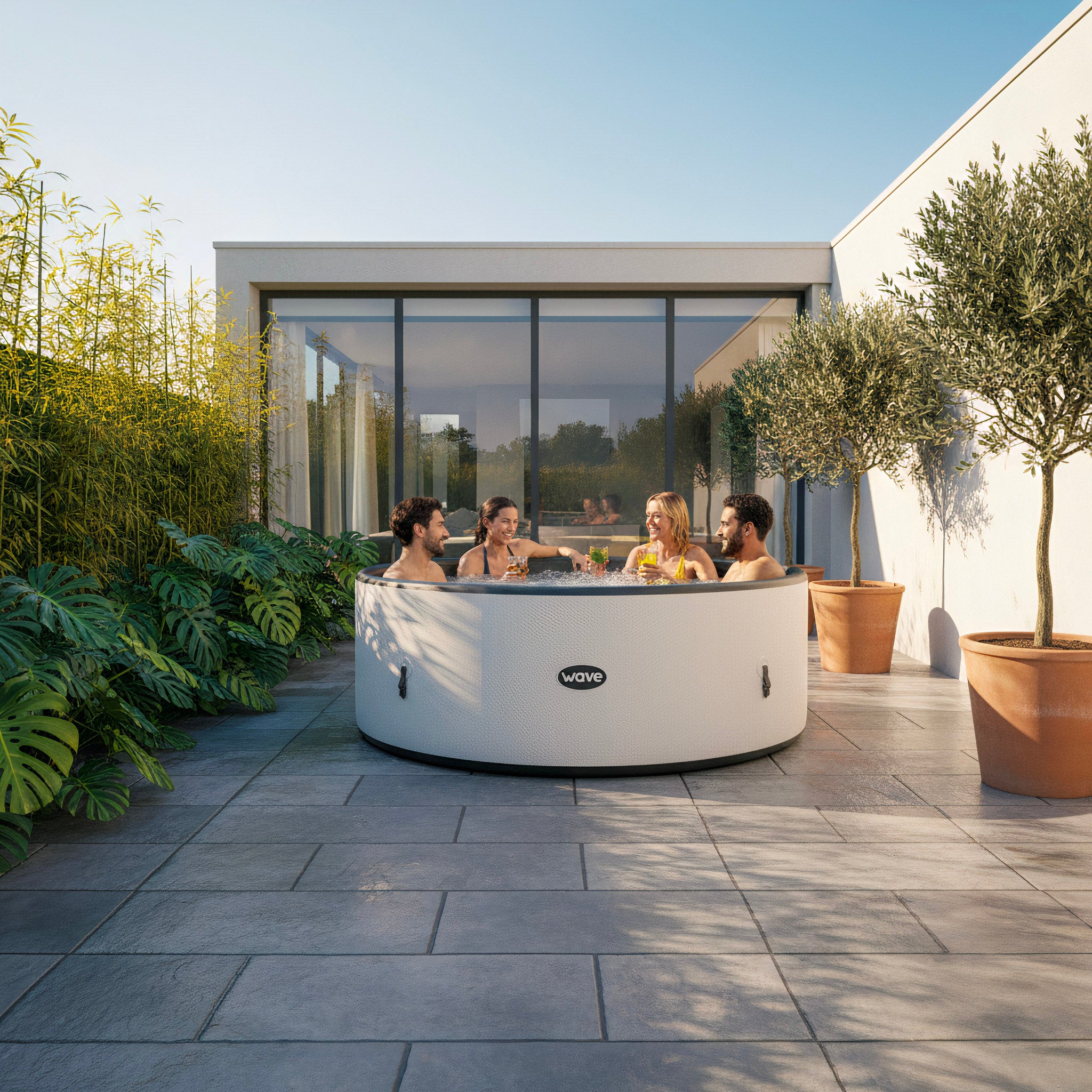 Ontario | 4/6 Person Round Drop Stitch Hot Tub | Herringbone