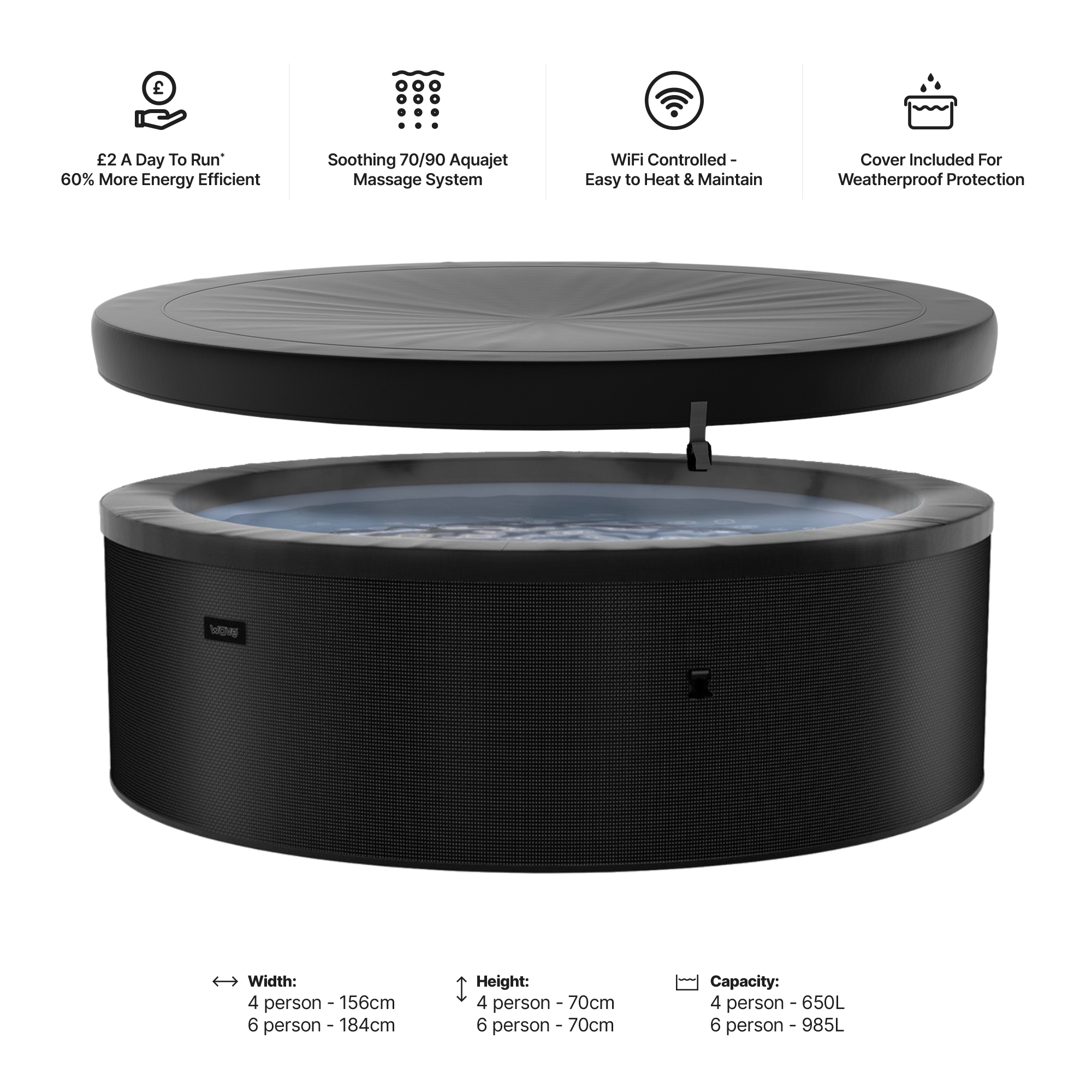 Tahoe | 4/6-Person Eco Foam Hot Tub | Built-In Integrated Heater | UKCA