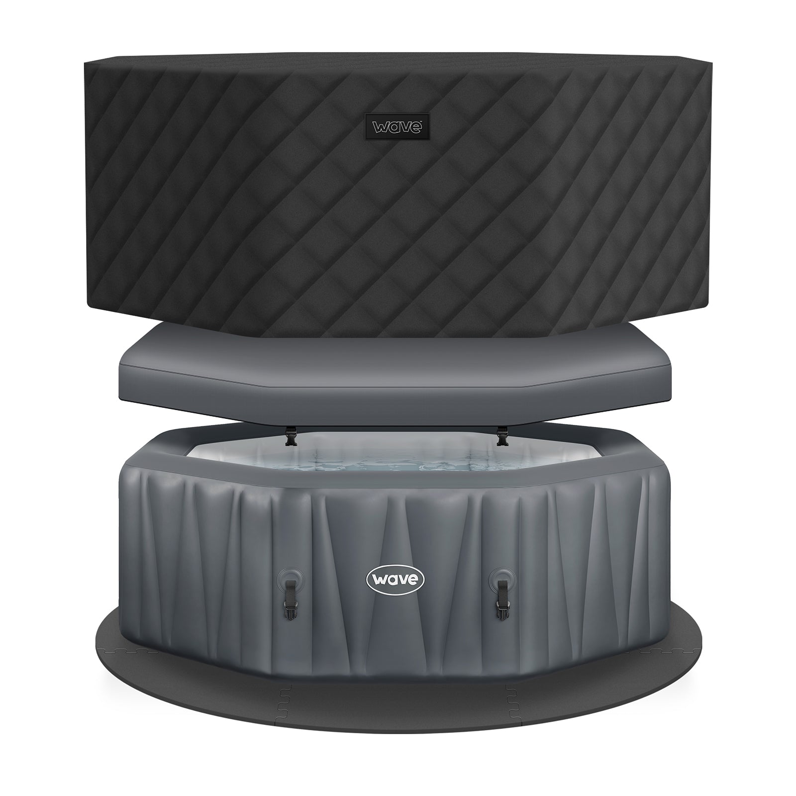 Aegean | 6-Person Inflatable Hot Tub | Integrated Heater Inflatable Spas Wave Spas Dark Grey EnergySave Bundle 6 Person | 195x65cm