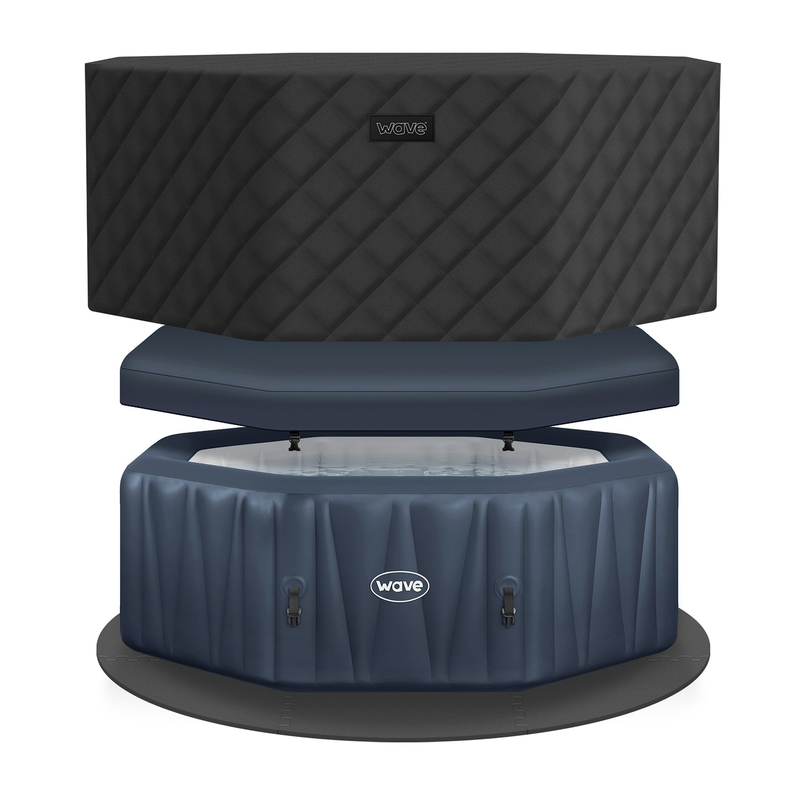 Aegean | 6-Person Inflatable Hot Tub | Integrated Heater Inflatable Spas Wave Spas Navy EnergySave Bundle 6 Person | 195x65cm