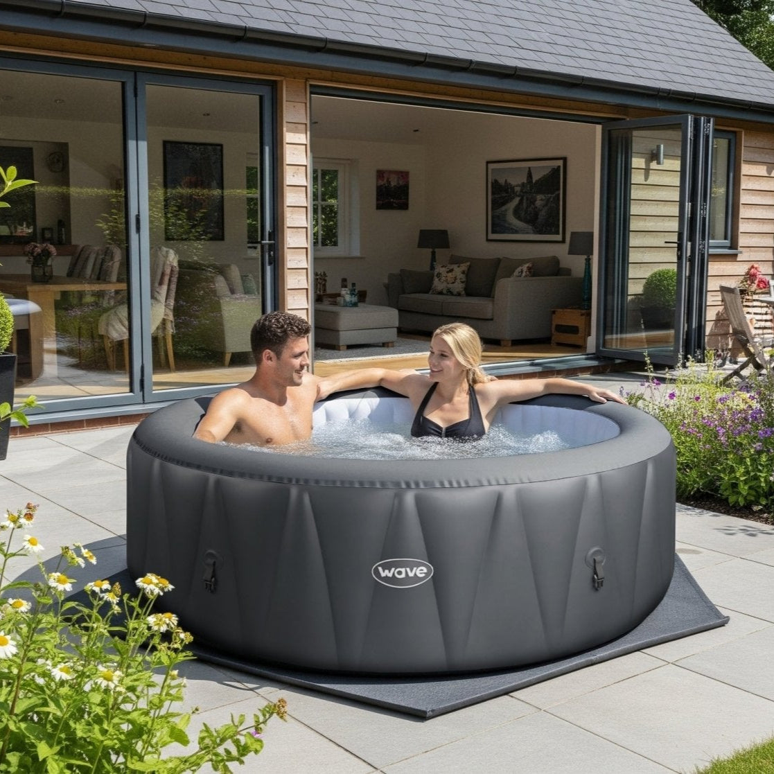 Atlantic | 6-Person Inflatable Hot Tub | Integrated Heater | Navy Inflatable Spas Wave Spas
