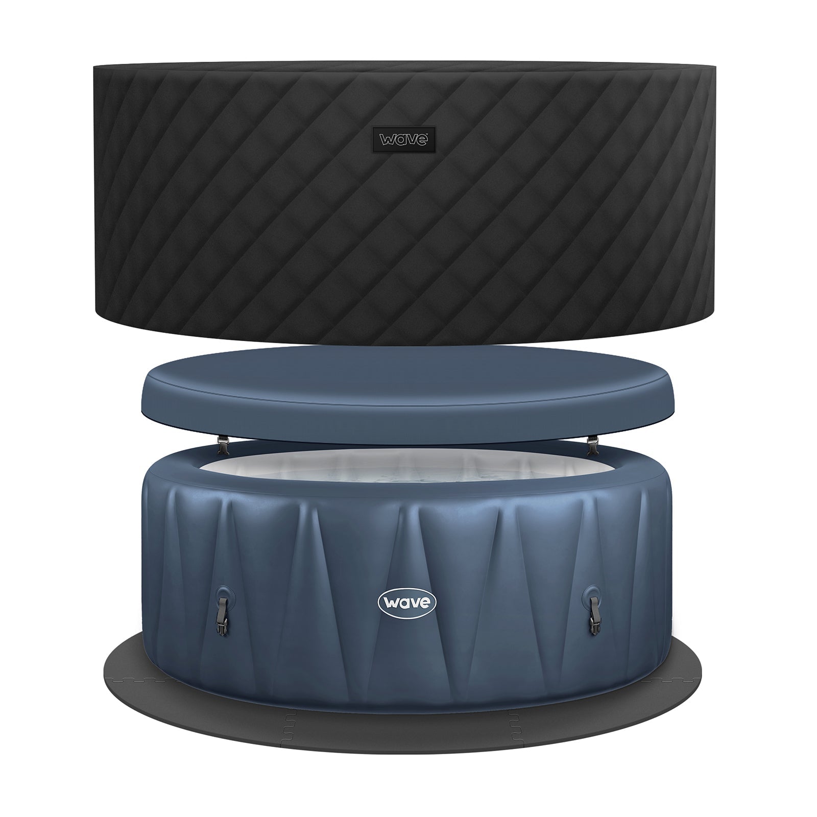 Atlantic | 4/6-Person Inflatable Hot Tub | Integrated Heater Inflatable Spas Wave Spas Navy EnergySave Bundle 6 Person | 208x65cm