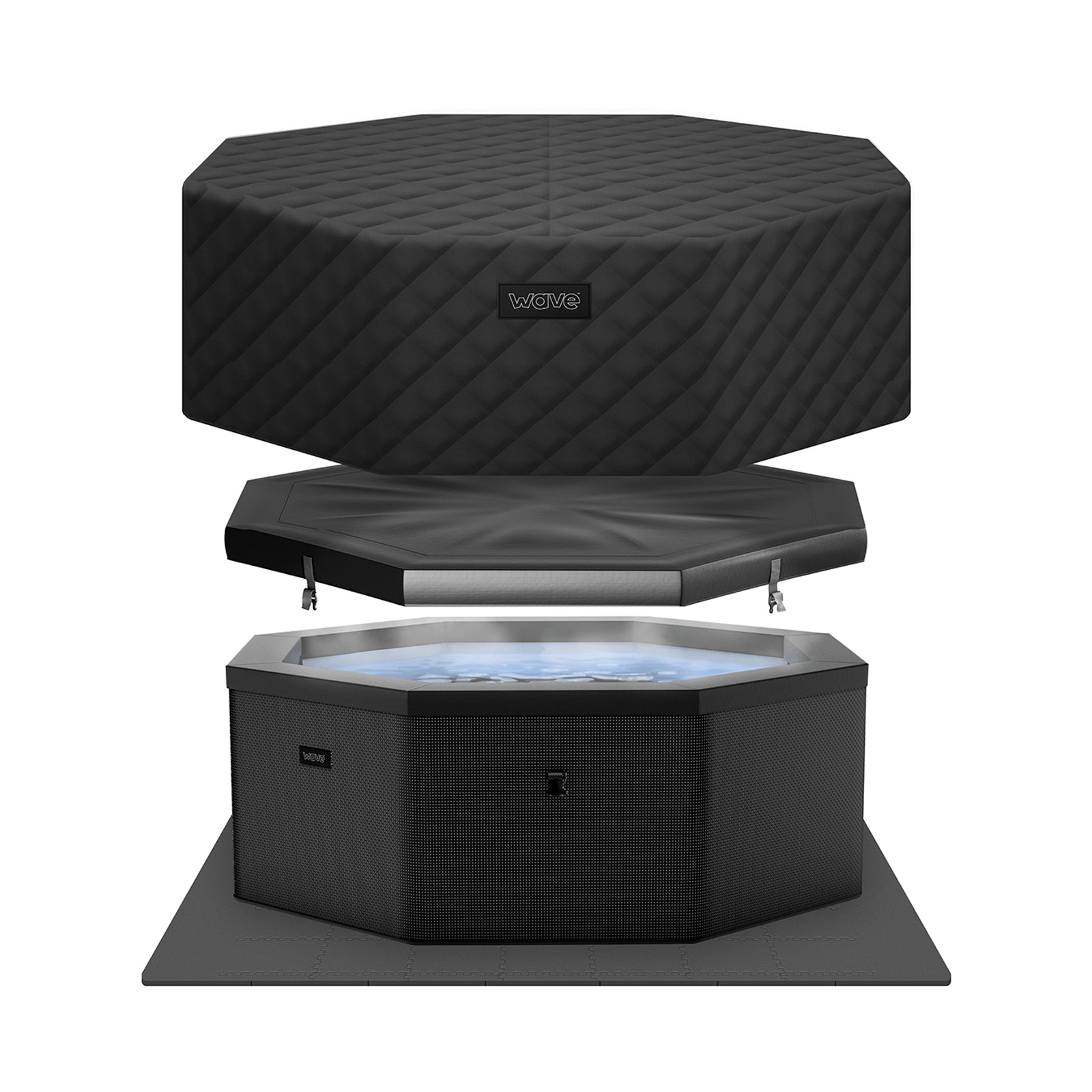 Wave Como foam hot tub energysave bundle in charcoal black on white background