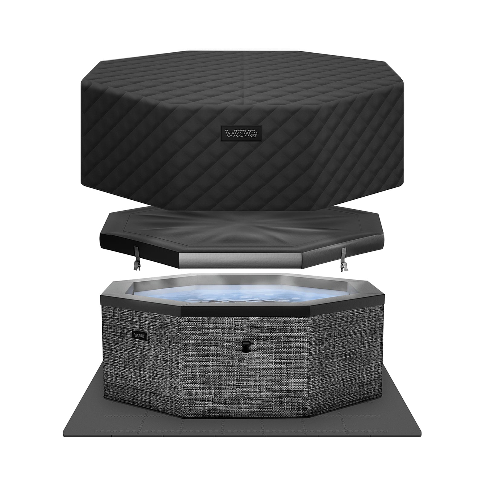 Wave Como foam hot tub energysave bundle in flint grey on white background