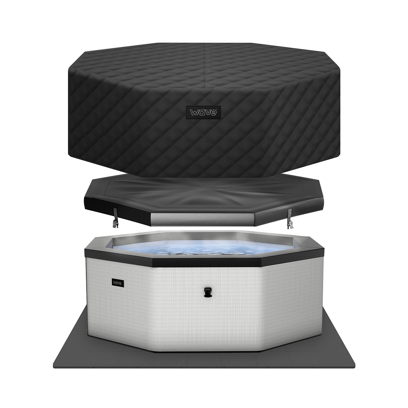 Wave Como foam hot tub energysave bundle in graphite grey on white background