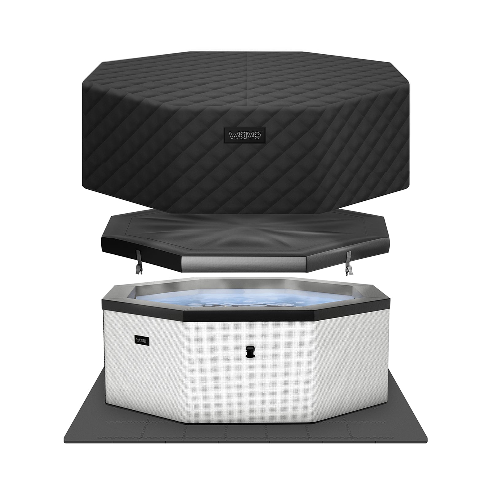 Como | 6-Person Eco Foam Hot Tub | Built-In Integrated Heater Foam Eco Spas Wave Spas Pebble White EnergySave Bundle 6 Person | 195x70cm