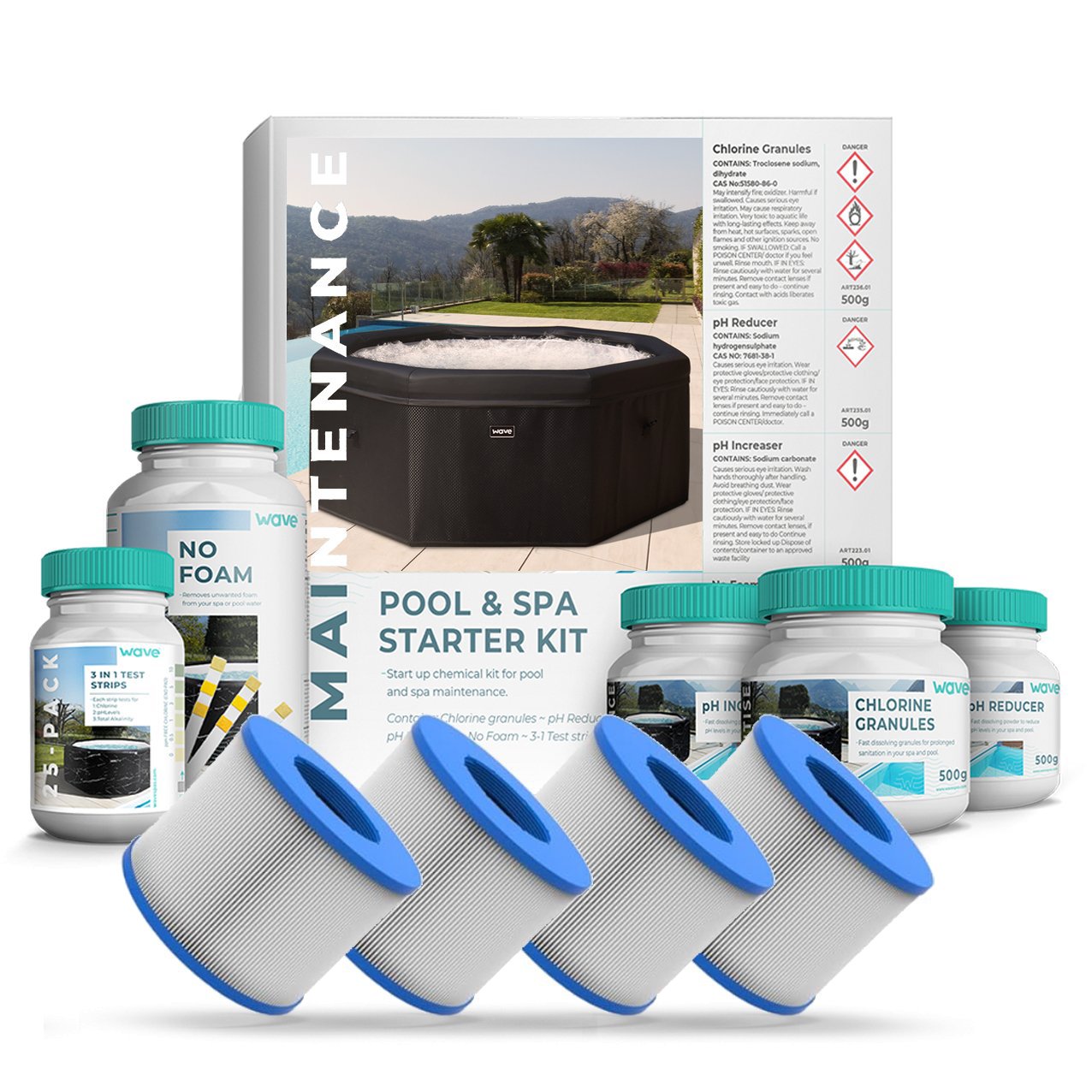 Hot Tub Chemical Starter Kit & Screw-On/ Threaded Filters Chemical Starter Kits Wave Spas