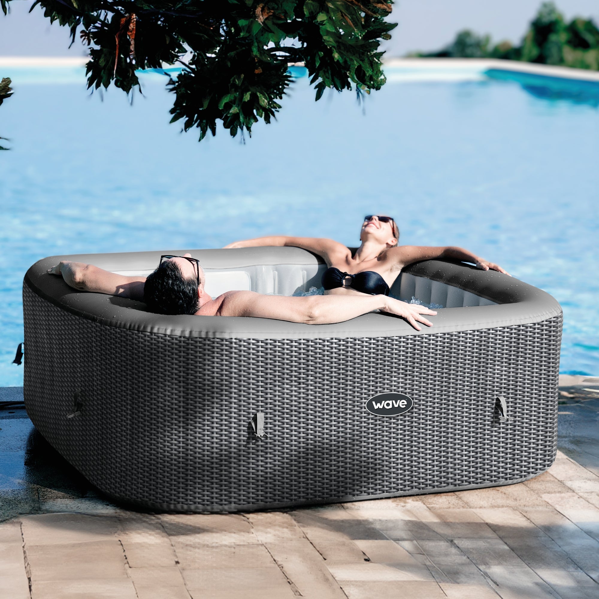 Pacific | 4/6-Person Inflatable Hot Tub | Integrated Heater | Dark Grey Inflatable Spas Wave Spas