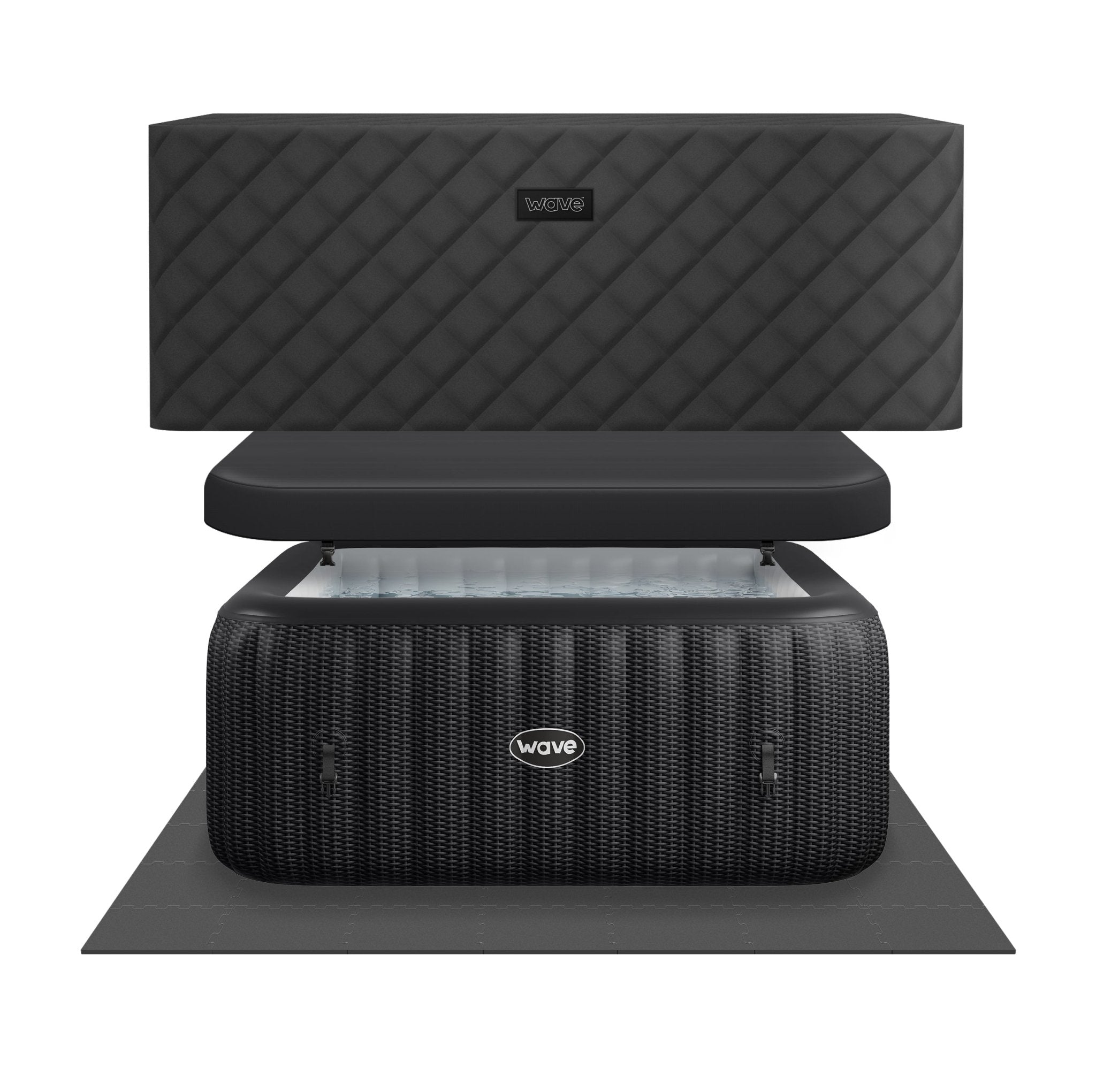 Pacific | 4/6-Person Inflatable Hot Tub | Integrated Heater Inflatable Spas Wave Spas Slate Rattan EnergySave Bundle 4 Person | 155x65cm