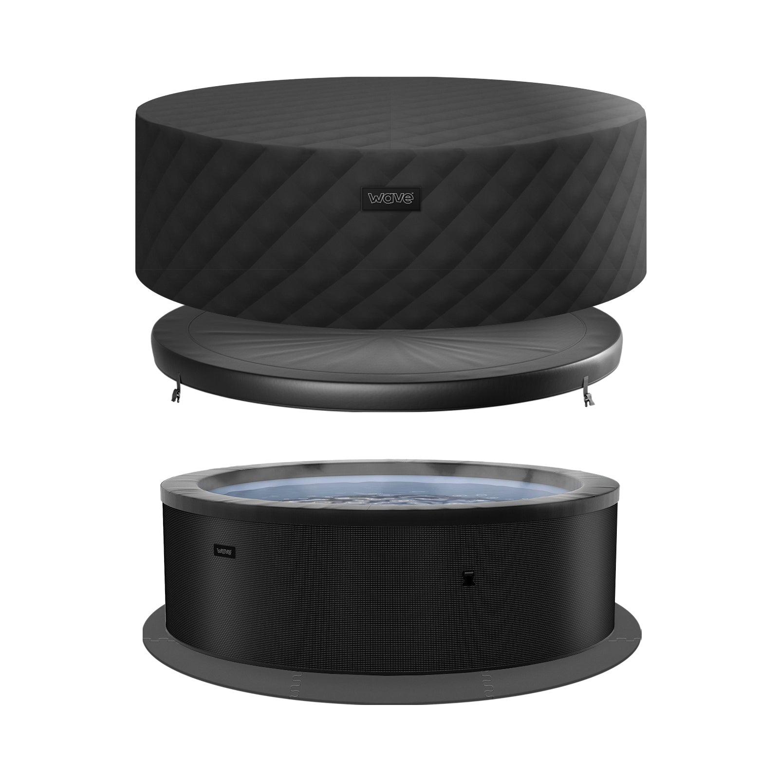Tahoe | 4/6-Person Eco Foam Hot Tub | Built-In Integrated Heater Foam Eco Spas Wave Spas Charcoal Black EnergySave Bundle 4 Person | 156x70cm