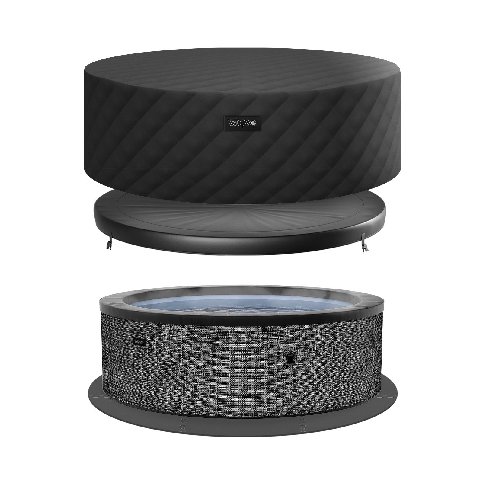 Tahoe | 4/6-Person Eco Foam Hot Tub | Built-In Integrated Heater Foam Eco Spas Wave Spas Flint Grey EnergySave Bundle 4 Person | 156x70cm