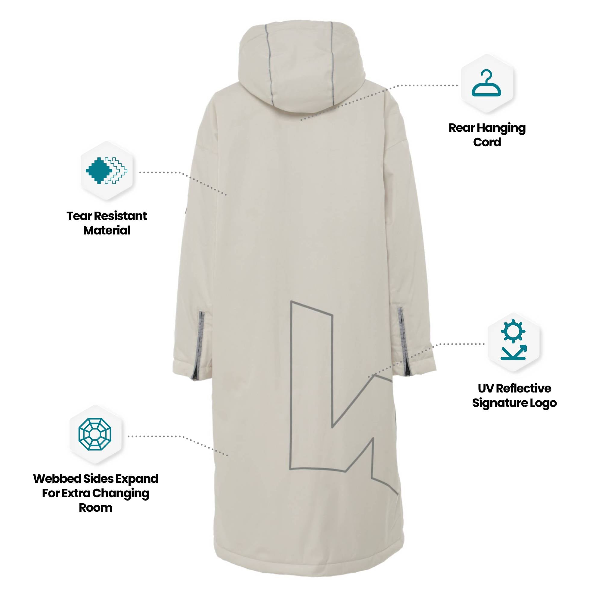 Wave 3 in 1 Hot Tub Changing Robe | Waterproof & Windproof | Unisex | Ecru Cream Robes Wave Spas