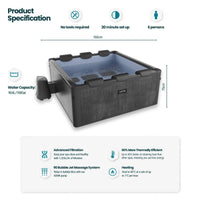 Adriatic | 6 Person Square Aluminium Frame Hot Tub | Black Wood Frame Spa Wave Spas UK