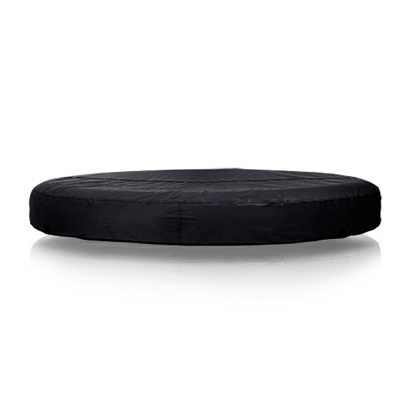 Wave Spas Atlantic 4-Person Round Cover – Black weather-resistant inflatable hot tub lid with safety locking straps.