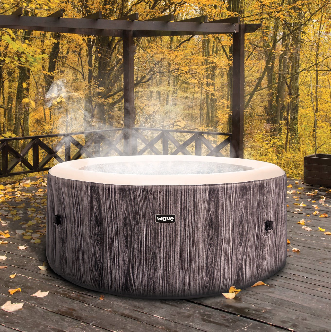 Atlantic 4 Person Inflatable Hot Tub | Grey Wood - Wave Spas Inflatable, foam Hot Tubs