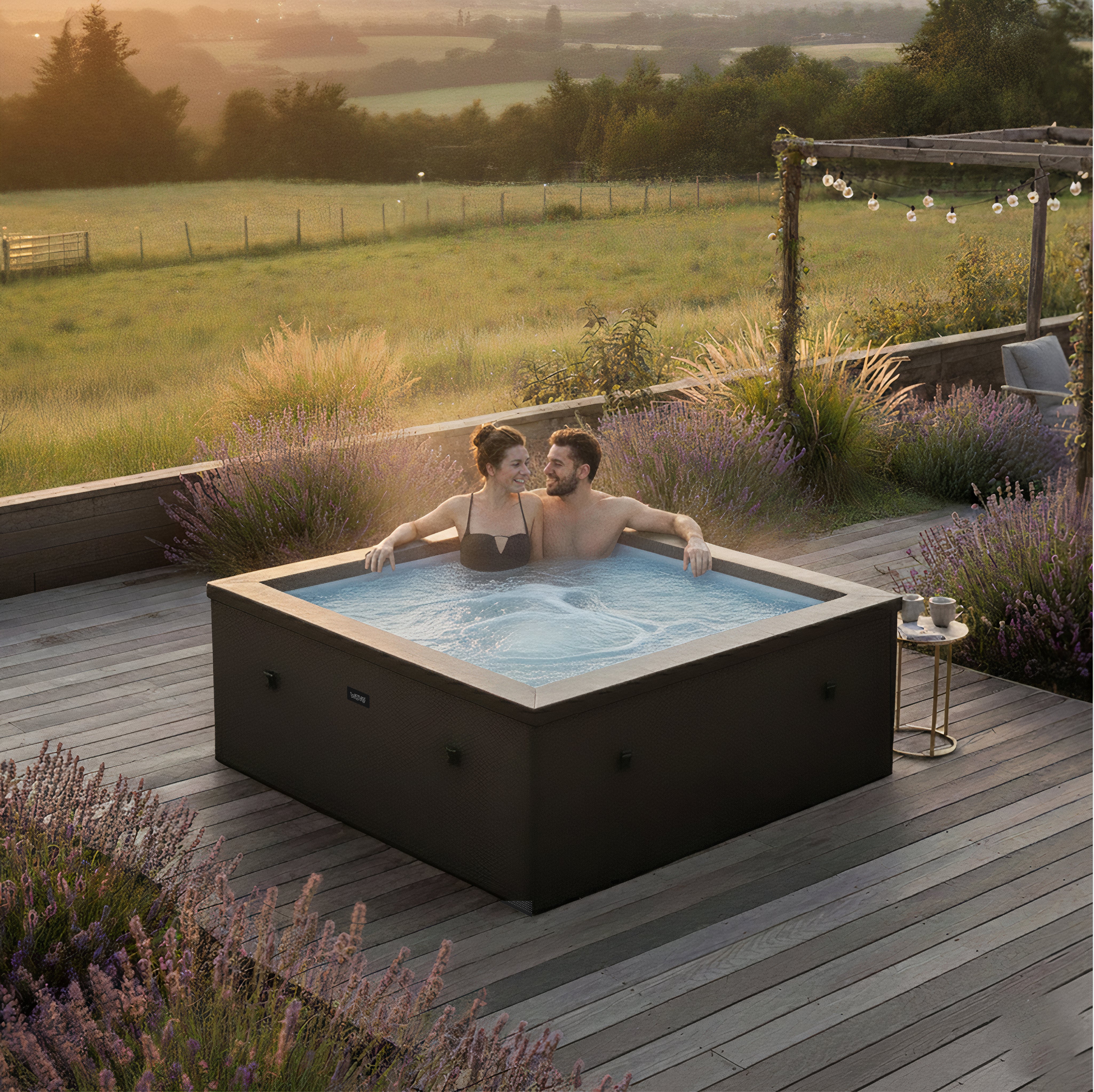 Garda | 4/6-Person Square Foam Hot Tub | Energy Efficient Portable
