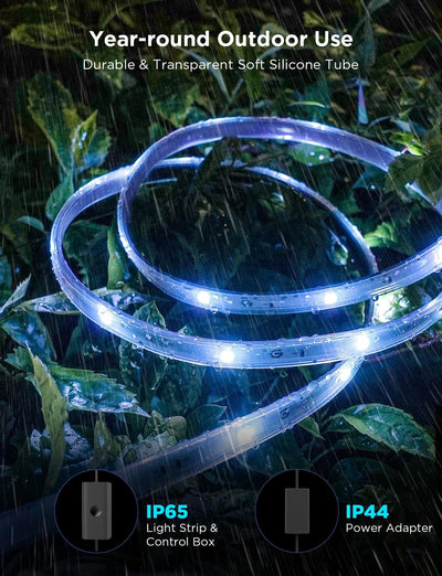 Voice-controlled outdoor LED strip lights for home exterior lighting