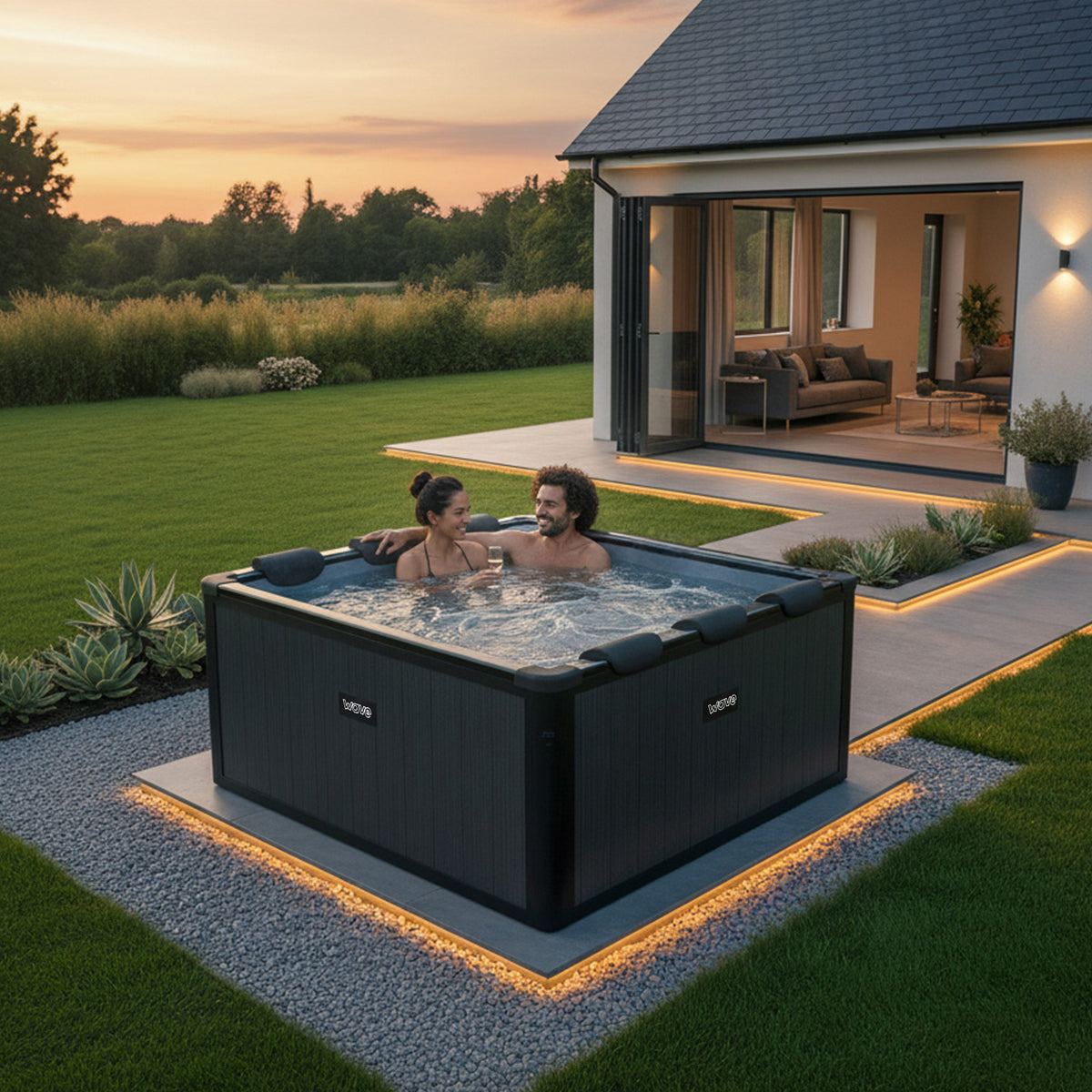 Wave Adriatic 6-Person Square Hot Tub | Luxury Aluminium Frame Spa ...
