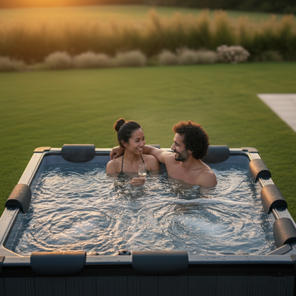 Adriatic | 6 Person Square Aluminium Frame Hot Tub | Black Wood | UKCA
