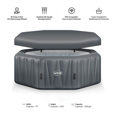 Aegean | 6-Person Inflatable Hot Tub | Integrated Heater | ETL