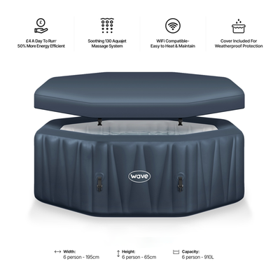 Aegean | 6-Person Inflatable Hot Tub | Integrated Heater | CE