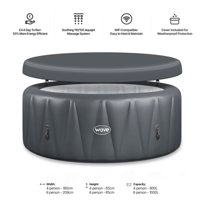 Atlantic | 4/6-Person Inflatable Hot Tub | Integrated Heater | CE