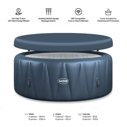 Atlantic | 4/6-Person Inflatable Hot Tub | Integrated Heater | UKCA