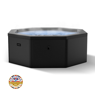 Wave Como foam hot tub in charcoal black on white background

	