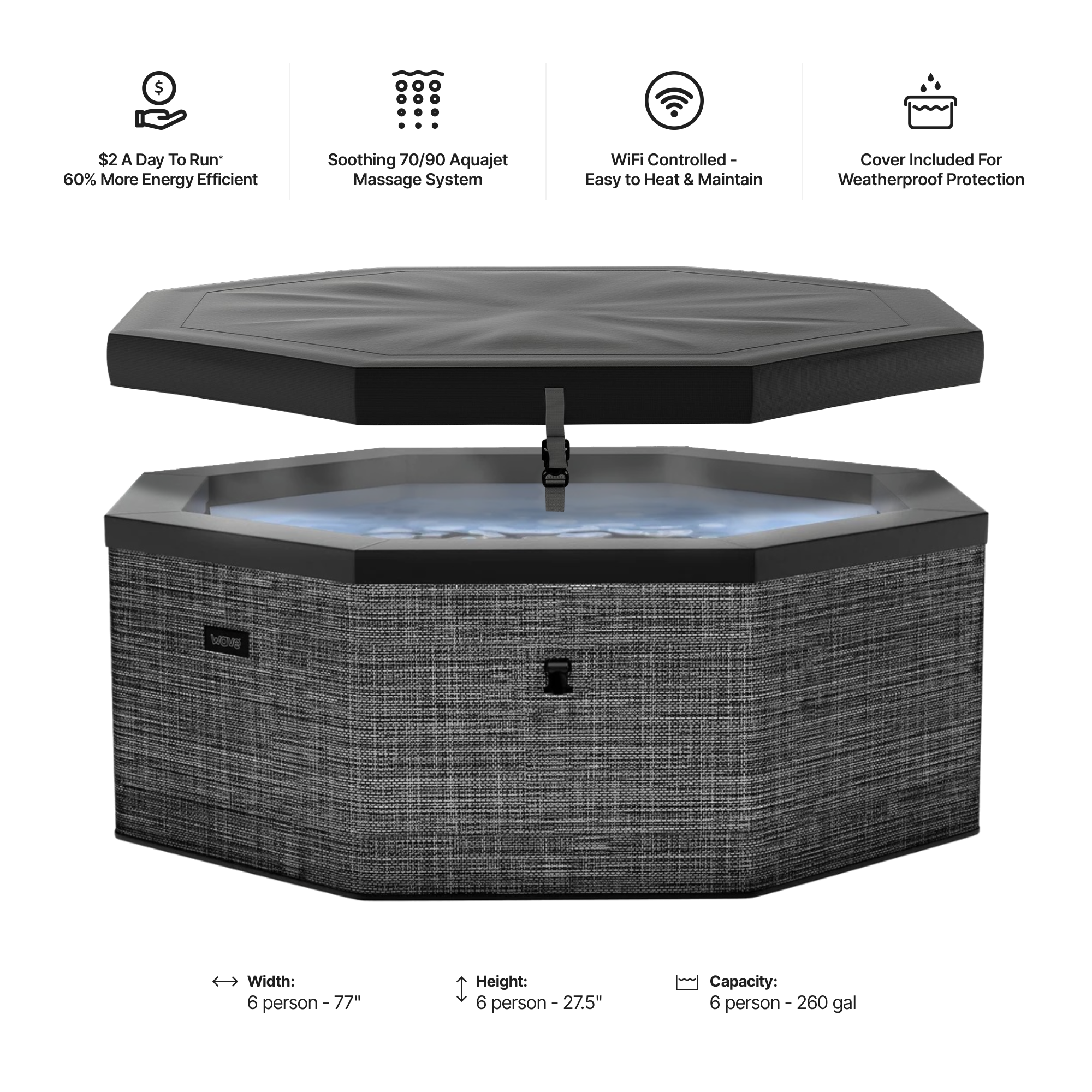 Como | 6-Person Eco Foam Hot Tub | Built-In Integrated Heater | ETL