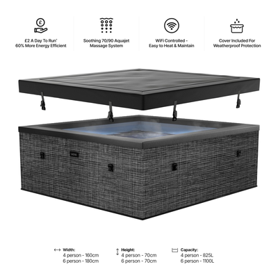Garda | 4/6-Person Eco Foam Hot Tub | Built-In Integrated Heater | CE