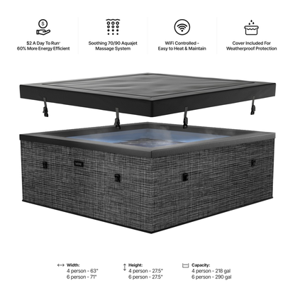 Garda | 4/6-Person Eco Foam Hot Tub | Built-In Integrated Heater | ETL