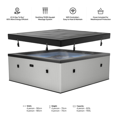 Garda | 4/6-Person Eco Foam Hot Tub | Built-In Integrated Heater | CE