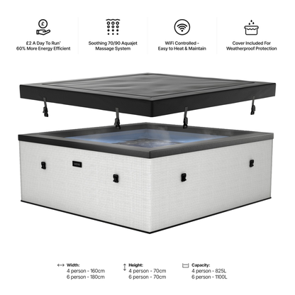 Garda | 4/6-Person Eco Foam Hot Tub | Built-In Integrated Heater | UKCA