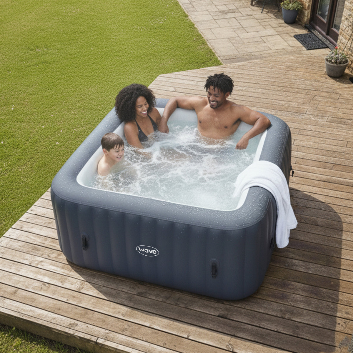 Pacific | 4/6-Person Square Inflatable Hot Tub | Portable Spa | Blow Up ...
