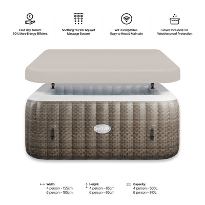 Pacific | 4/6-Person Inflatable Hot Tub | Integrated Heater | CE