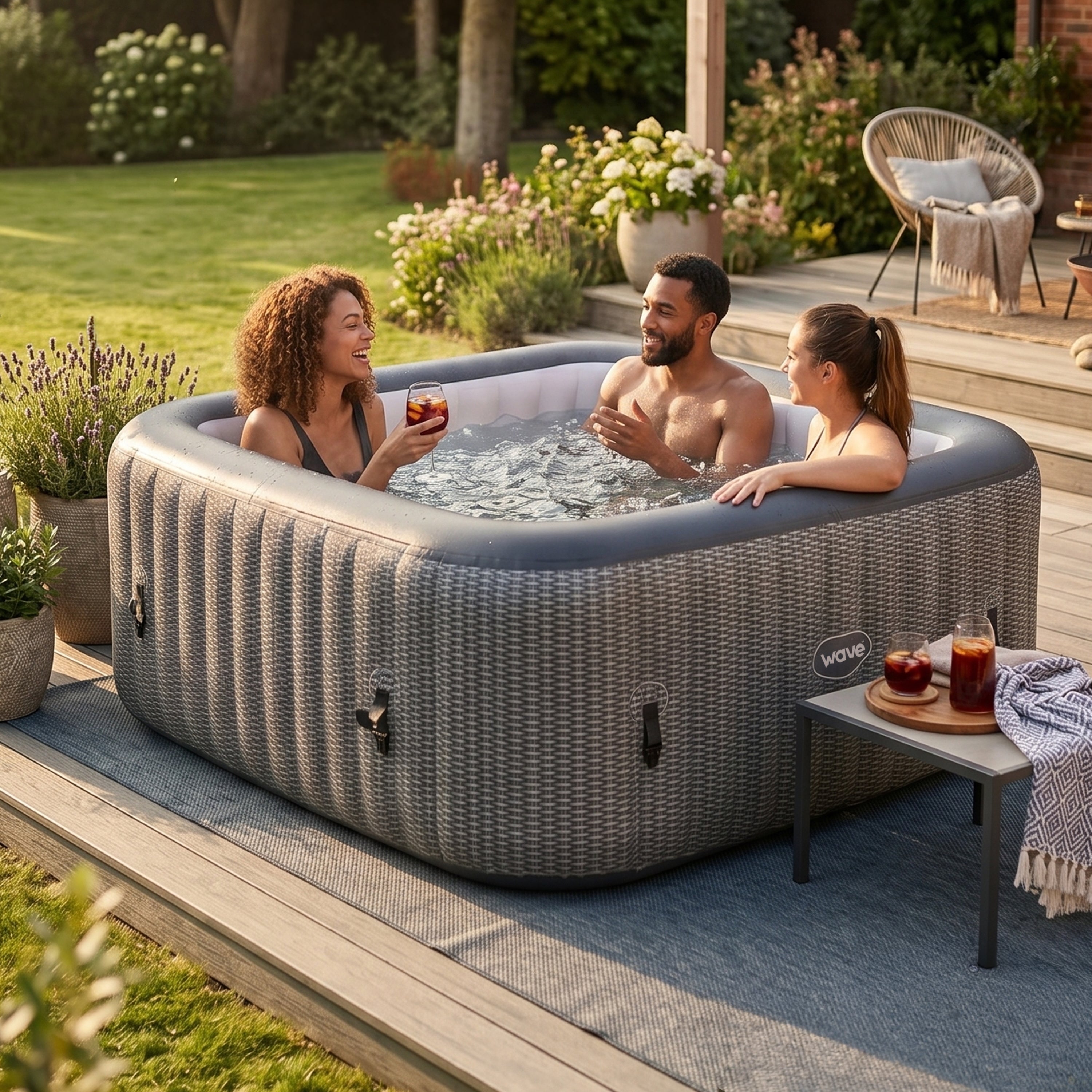 Pacific | 4/6-Person Inflatable Hot Tub | Integrated Heater | UKCA