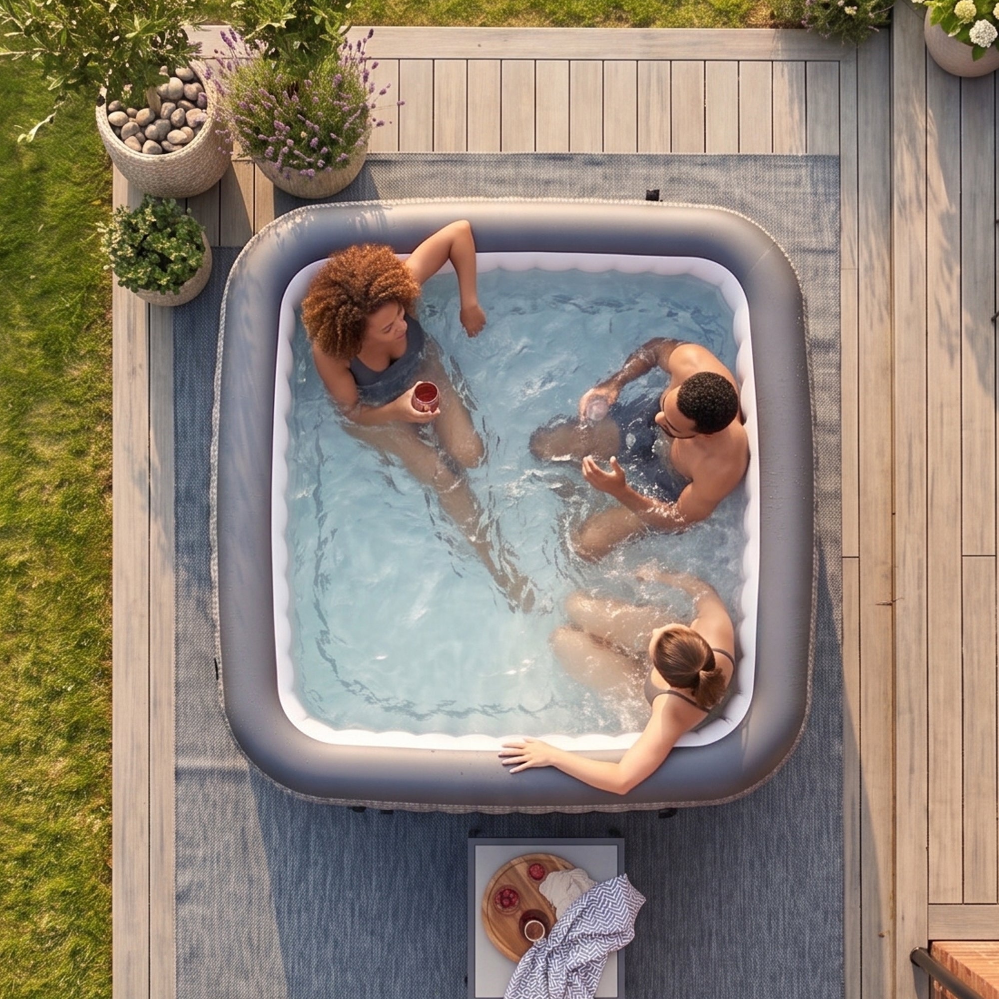 ウェーブスパ Pacific | 4/6-Person Square Inflatable Hot Tub | Portable Spa