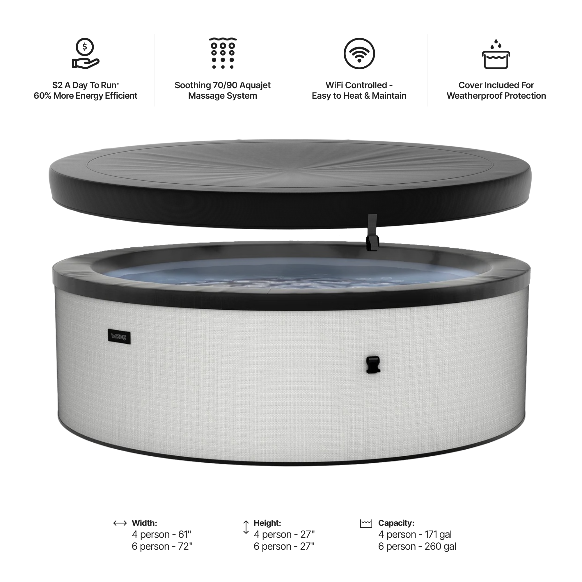 Tahoe | 4/6-Person Eco Foam Hot Tub | Built-In Integrated Heater | ETL