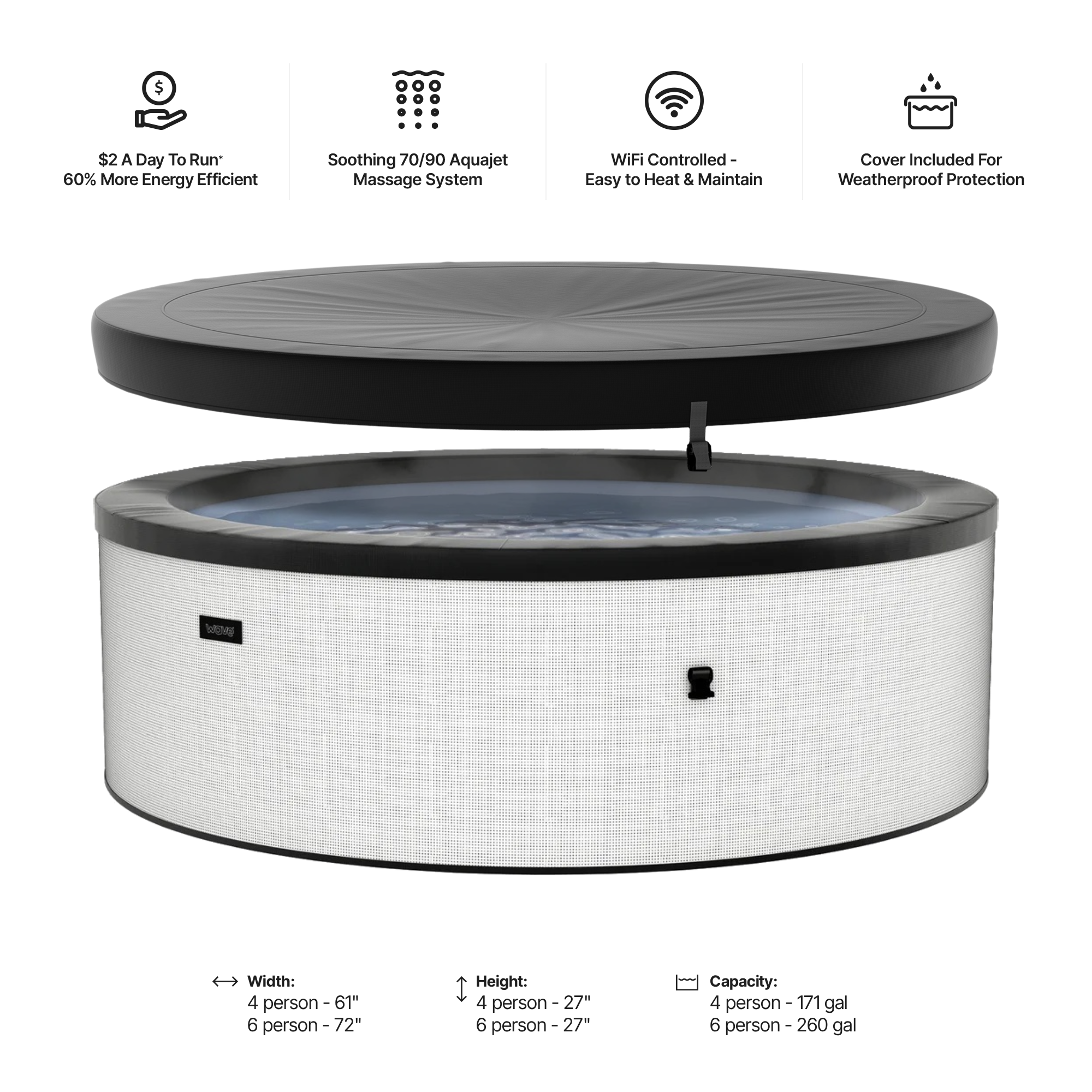 Tahoe | 4/6-Person Eco Foam Hot Tub | Built-In Integrated Heater | ETL