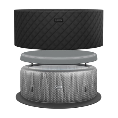 Atlantic | 4/6-Person Inflatable Hot Tub | Integrated Heater Inflatable Spas Wave Spas Grey Rattan EnergySave Bundle 6 Person | 208x65cm