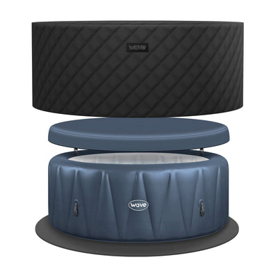 Atlantic | 4/6-Person Inflatable Hot Tub | Integrated Heater Inflatable Spas Wave Spas Navy EnergySave Bundle 6 Person | 208x65cm