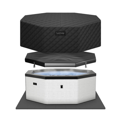 Como | 6-Person Eco Foam Hot Tub | Built-In Integrated Heater Foam Eco Spas Wave Spas Pebble White EnergySave Bundle 6 Person | 195x70cm