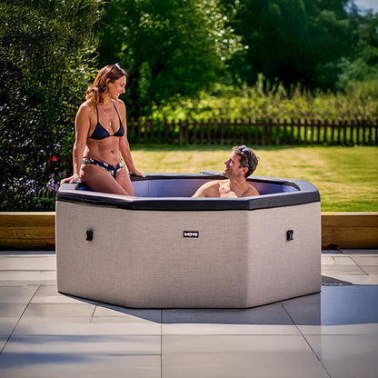 Como | 6-Person Eco Foam Hot Tub | Built-In Integrated Heater | Pebble White Foam Eco Spas Wave Spas