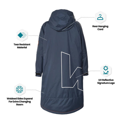 Fleece-Lined Hot Tub Changing Robe | Waterproof & Windproof | Unisex | Navy Robes Wave Spas